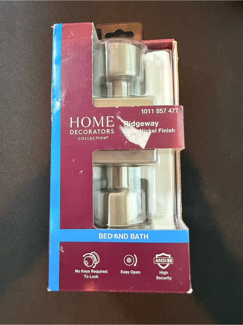 Ridgeway Satin Nickel Bed & Bath Lock Set